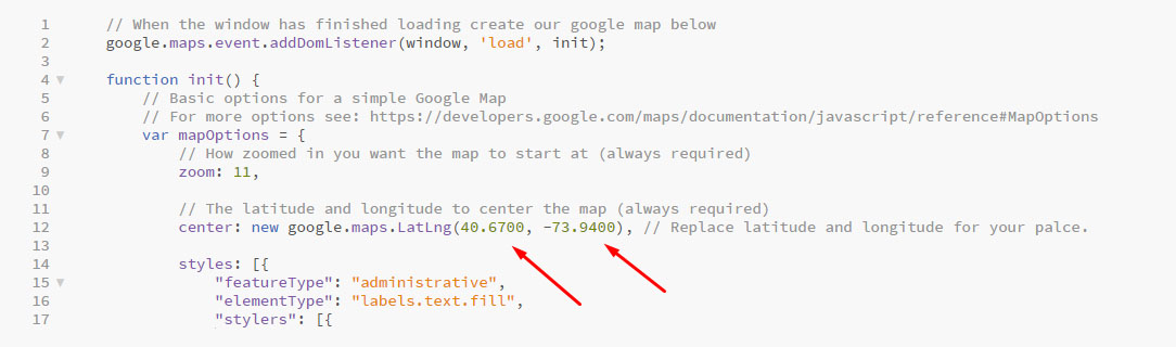 Google Map Settings